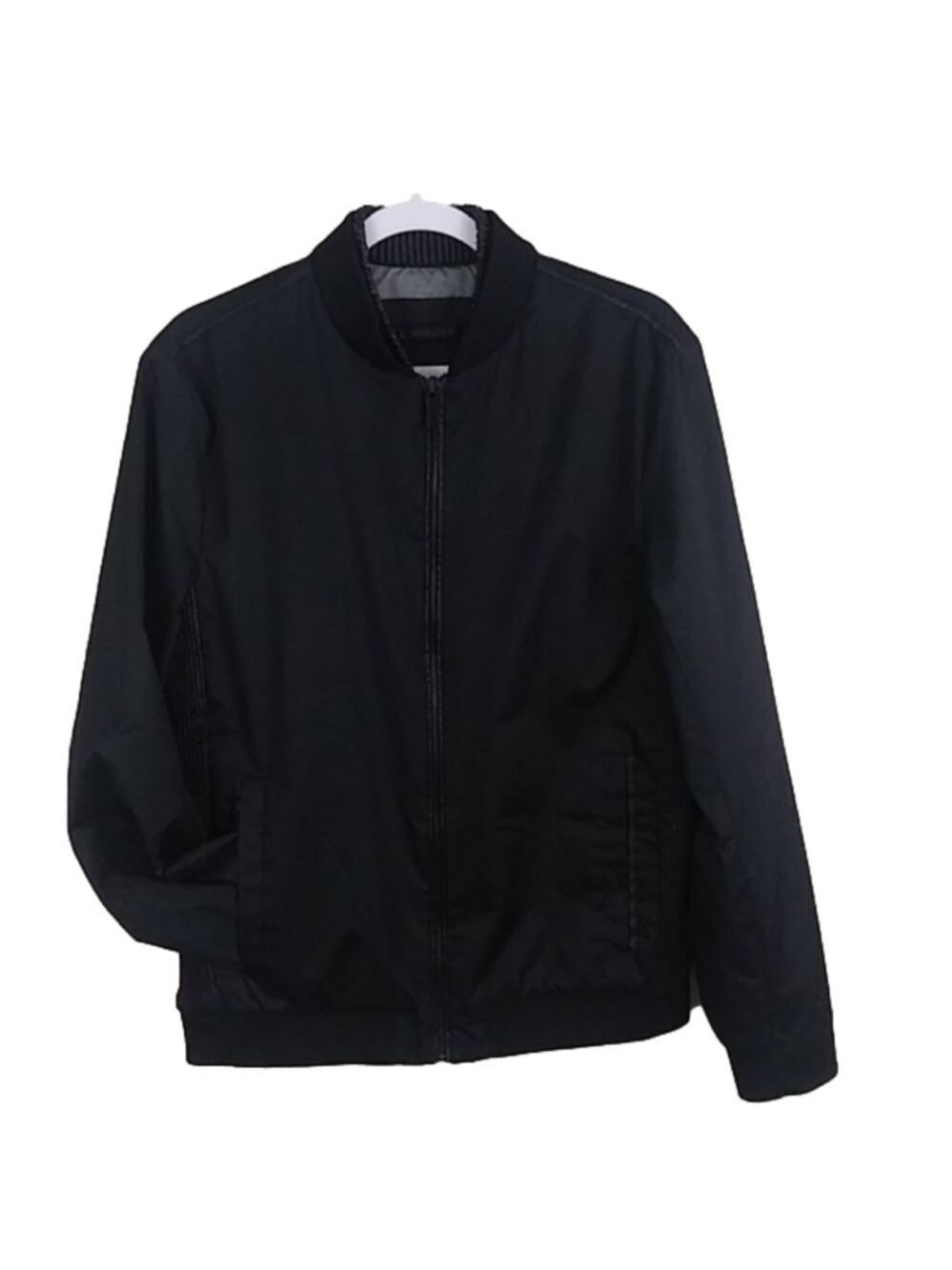 Calvin Klein Black Polyester Stand Up Collar Long Sleeve Zipper Front Jacket